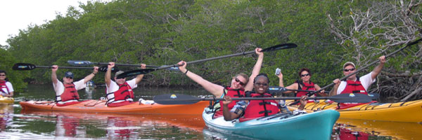 Group kayaking 